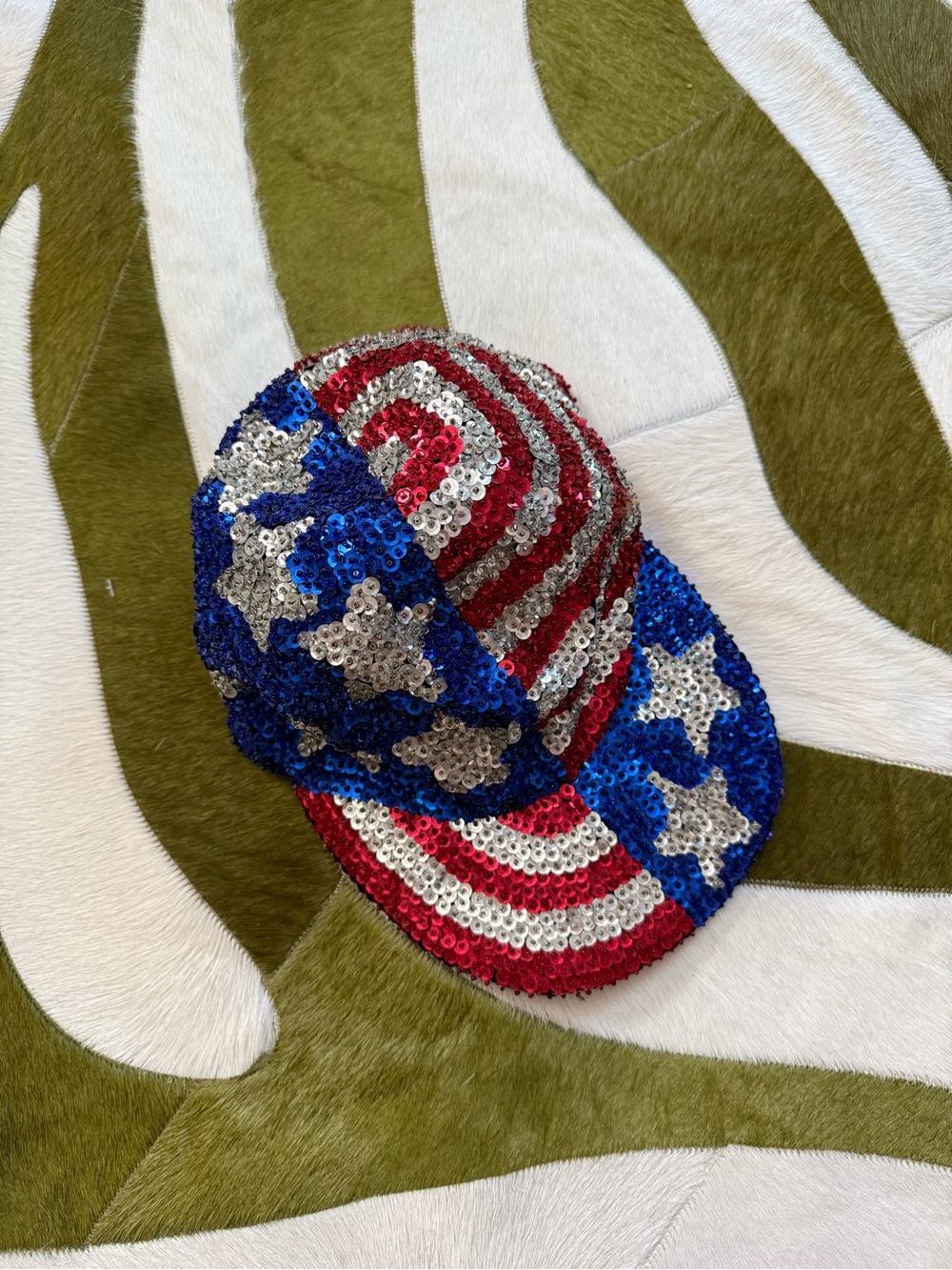 Sequin American Flag Baseball Cap - Red, White & Blue